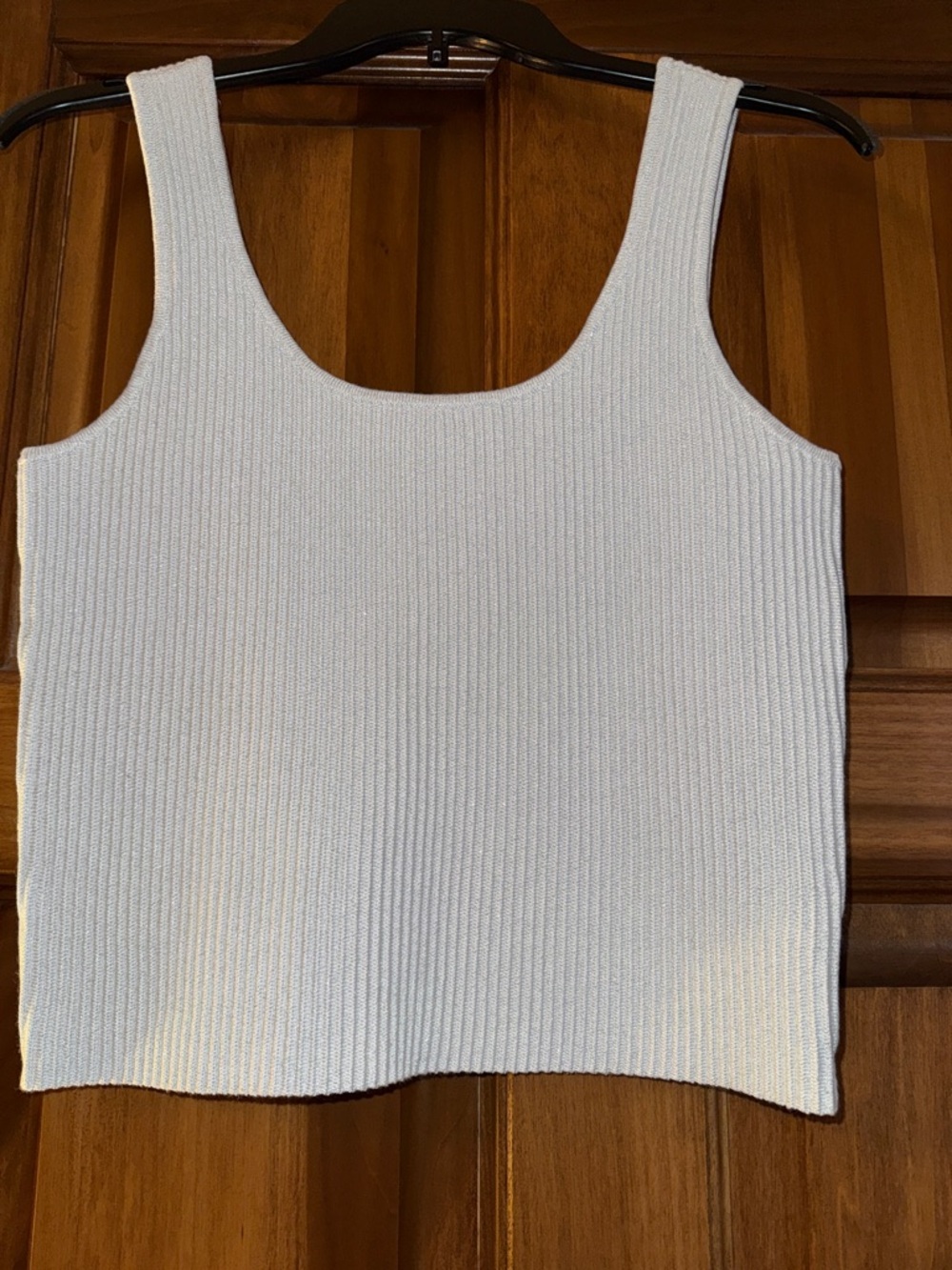 DKNY Silver Ribbed Scoop-Neck Tank